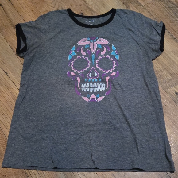 torrid | Tattoo Print Classic Fit Ringer Tee - Heather Grey - Picture 8 of 10